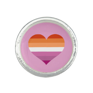 Lesbian Pride Flag Heart Motif LGBTQIA+ Pride 2024 Ring