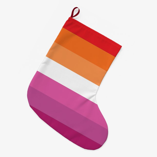 Lesbian Pride Flag Large Christmas Stocking (Front (Hanging))