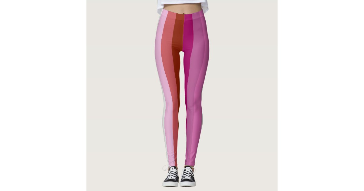 Vertical Striped Pink And White Leggings