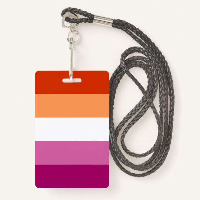 Lesbian Pride Flag LGBTQ Badge (Front with Lanyard)