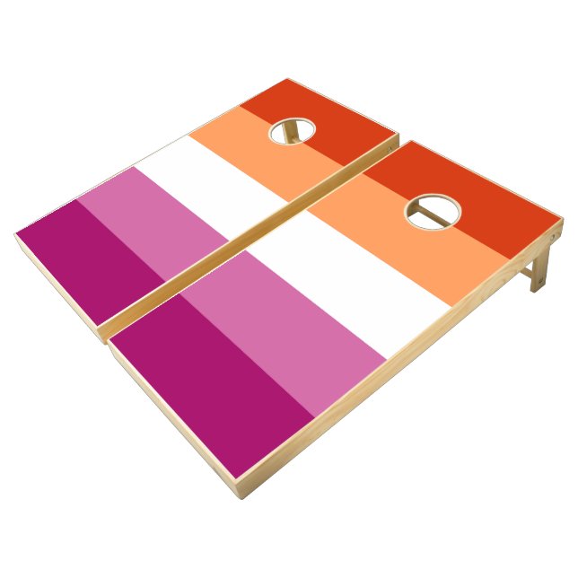 Lesbian Pride Flag LGBTQ Cornhole Set (Angled)