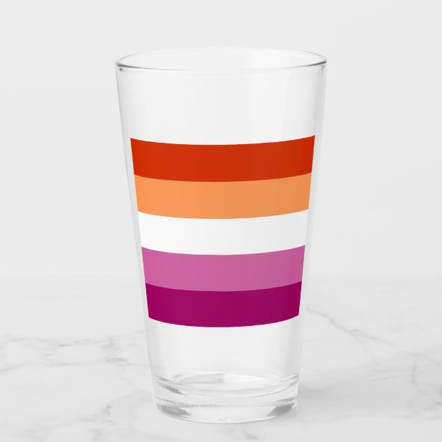 Lesbian Pride Flag LGBTQ Glass (Front)