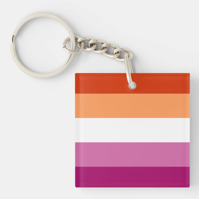 Lesbian Pride Flag LGBTQ Keychain (Front)