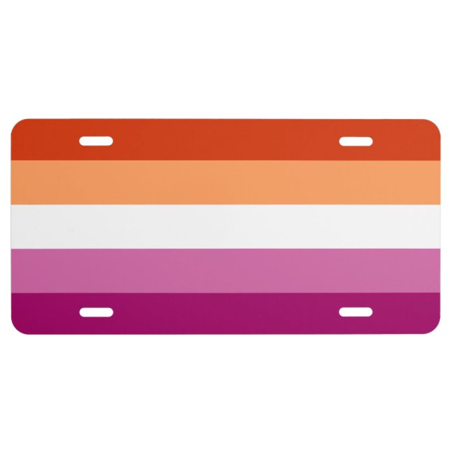 Lesbian Pride Flag LGBTQ License Plate (Front)