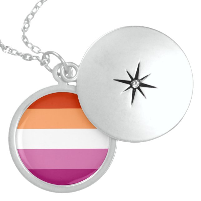 Lesbian Pride Flag LGBTQ Locket Necklace (Front)