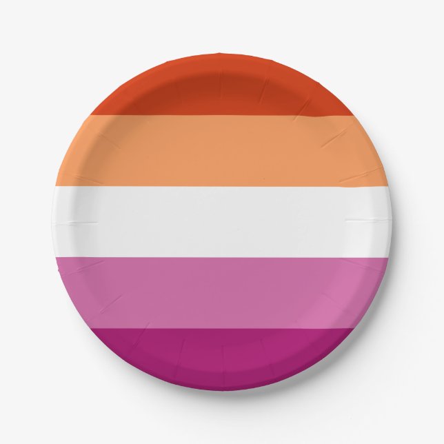 Lesbian Pride Flag LGBTQ Paper Plates (Front)