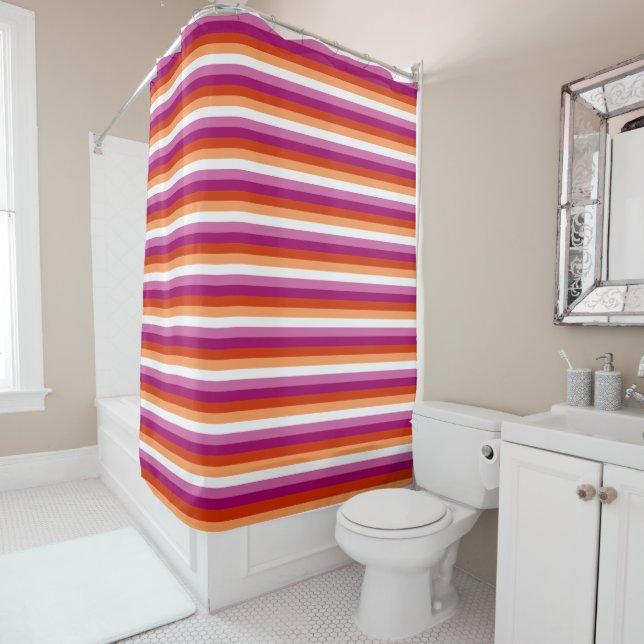 Lesbian Pride Flag LGBTQ Shower Curtain (In Situ)