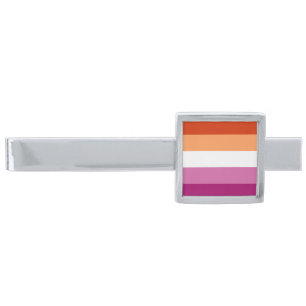 Lesbian Pride Flag LGBTQ Silver Finish Tie Bar