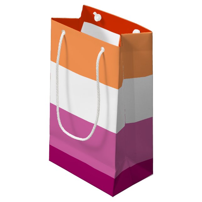Lesbian Pride Flag LGBTQ Small Gift Bag (Front Angled)