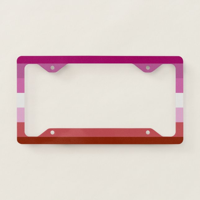 Lesbian Pride Flag License Plate Frame (Front)