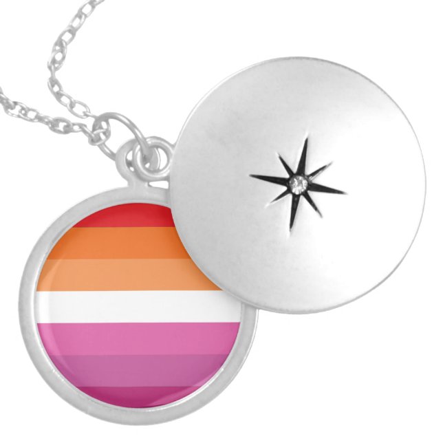 Lesbian Pride Flag Locket Necklace (Front)
