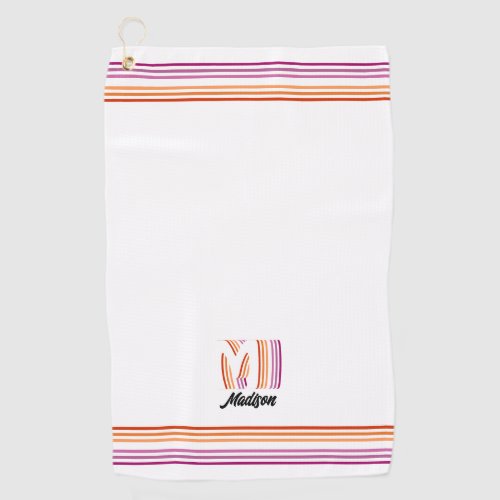 Lesbian Pride Flag Monogram Golf Towel