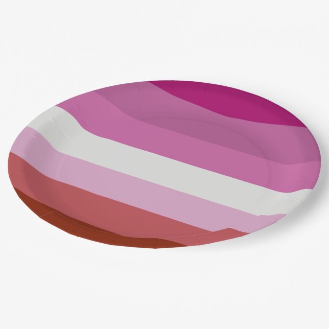 Lesbian Pride Flag (Origin) Paper Plates (Angled)