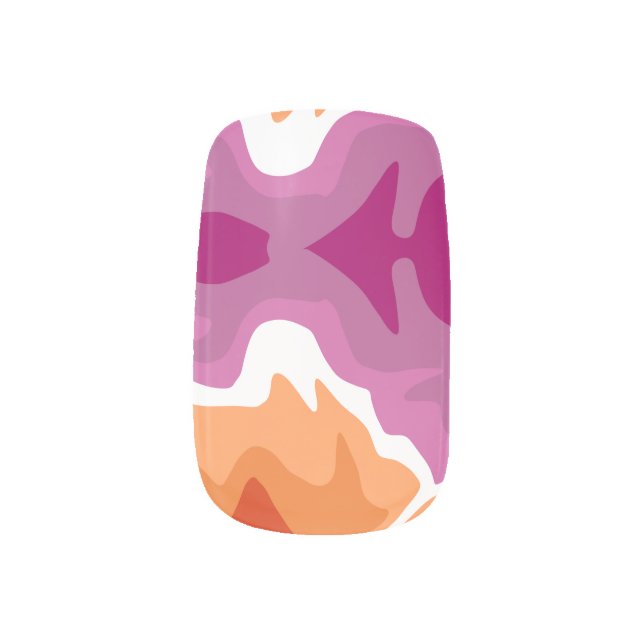 Lesbian Pride Flag Paint Swirl Minx Nail Art (Left Thumb)
