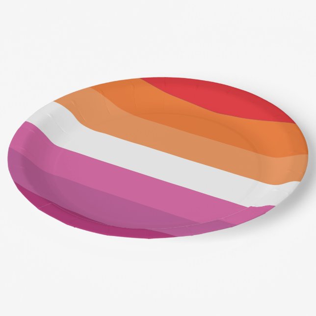 Lesbian Pride Flag Paper Plates (Angled)