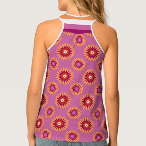 Lesbian pride flag  pink flower pattern tank top