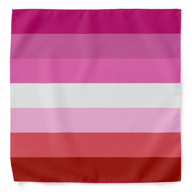 Lesbian Pride Flag Pink, White, Red Stripes Bandana (Front)