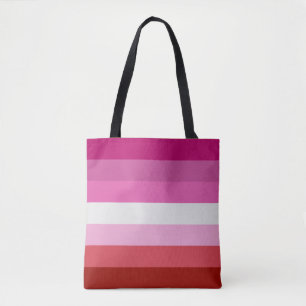 Lesbian Pride Flag Pink, White, Red Stripes Tote Bag
