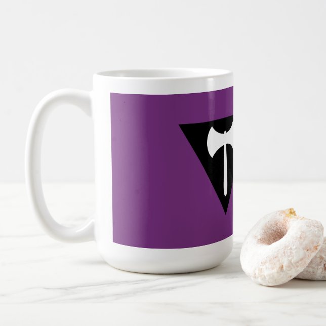 Lesbian Pride Flag  Purple Axe Coffee Mug (With Donut)