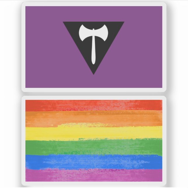 Lesbian Pride Flag  Purple Axe Sticker (Front)