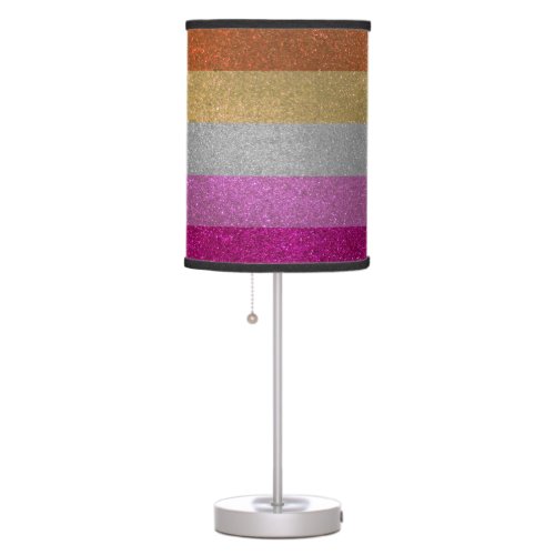 Lesbian Pride Flag Rainbow Glitter Stripes LGBTQIA Table Lamp