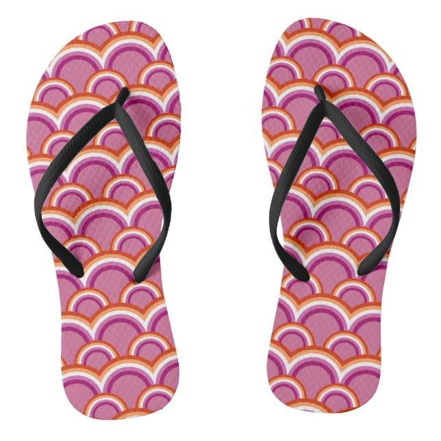 Lesbian pride flag rainbow pattern flip flops (Footbed)