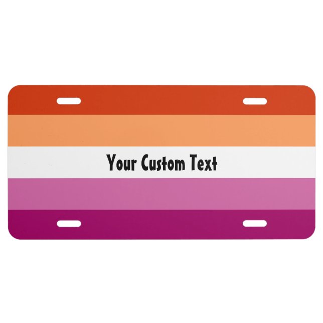 Lesbian pride flag repeating pattern license plate (Front)