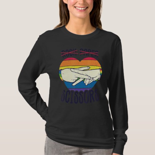 Lesbian Pride Flag Rock Paper Scissors Lesbian Pri T_Shirt