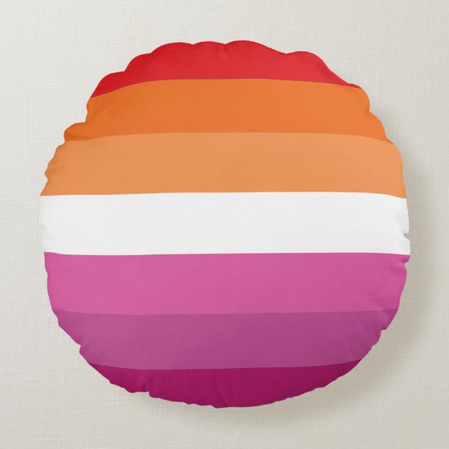 Lesbian Pride Flag Round Pillow (Front)