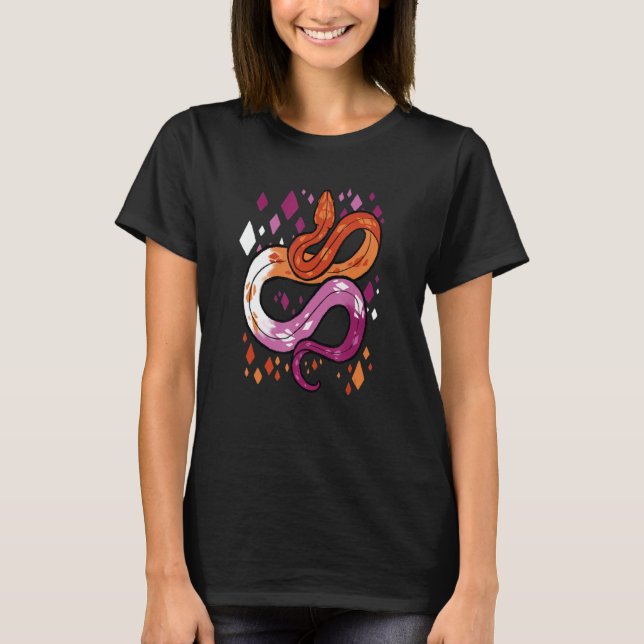 Lesbian Pride Flag Snake T-Shirt (Front)