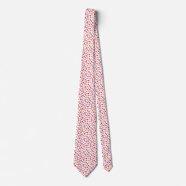 Lesbian Pride Flag Stars Pink Red Orange Neck Tie (Front)