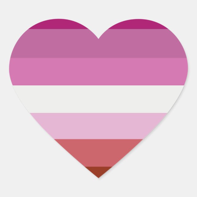 Lesbian Pride Flag Stripes Heart Sticker (Front)