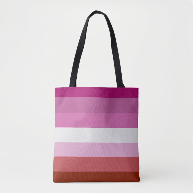 Lesbian Pride Flag Stripes Tote Bag (Front)