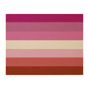 Lesbian Pride Flag Stripes Wood Wall Art