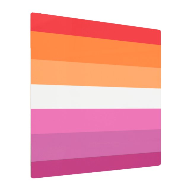 Lesbian Pride Flag (Sunset) Metal Print (Angled)