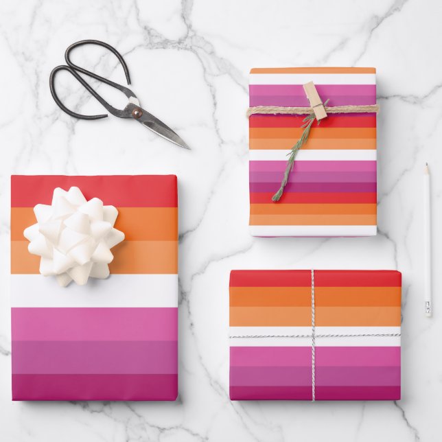 Lesbian Pride Flag (Sunset) Wrapping Paper Sheets (Front)