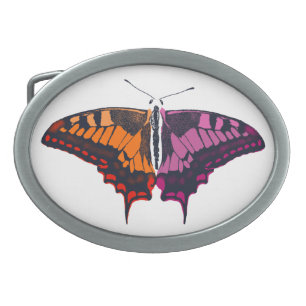 Lesbian Pride Flag Swallowtail Butterfly Belt Buckle