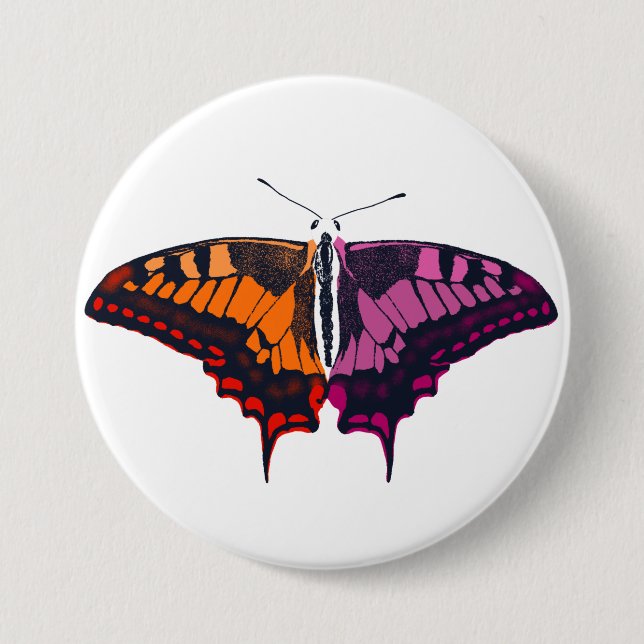 Lesbian Pride Flag Swallowtail Butterfly Button (Front)