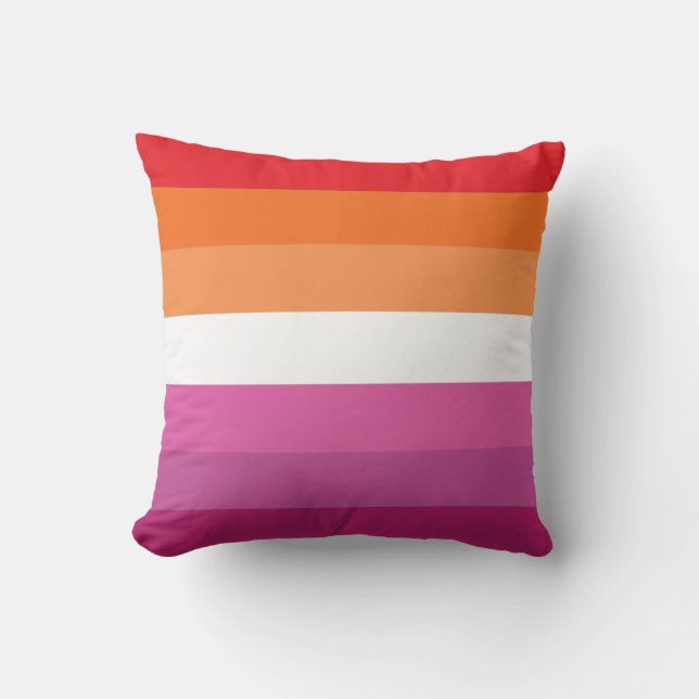 Lesbian Pride Flag Throw Pillow (Front)
