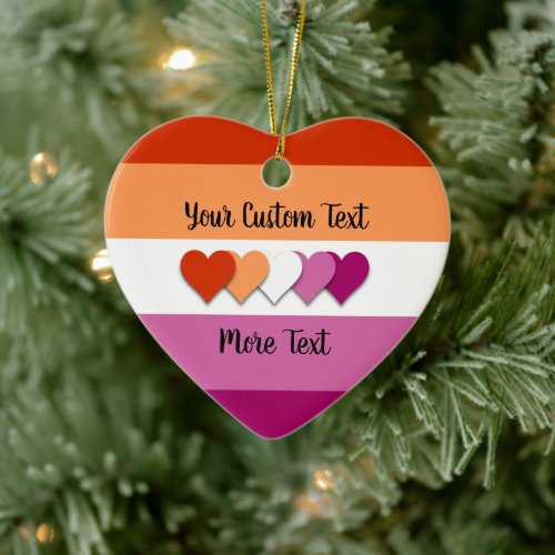 Lesbian pride flag with text ceramic ornament