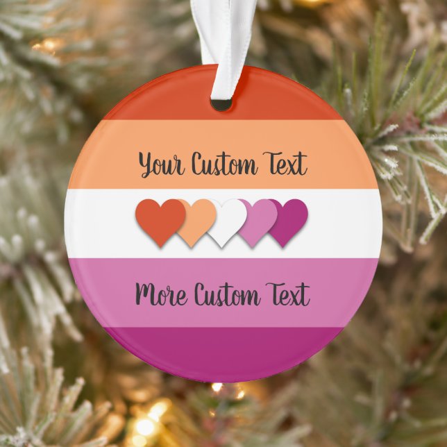 Lesbian pride flag with text ornament (Tree)