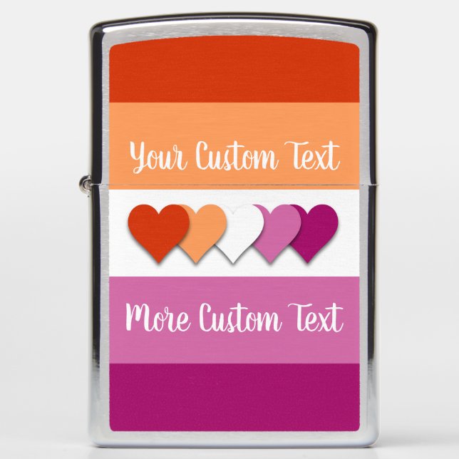 Lesbian pride flag with text zippo lighter (Front)
