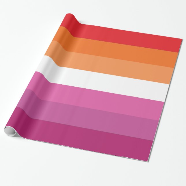 Lesbian Pride Flag Wrapping Paper (Unrolled)