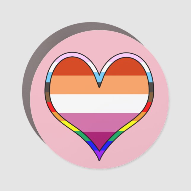 Lesbian Pride Heart Car Magnet (Front)