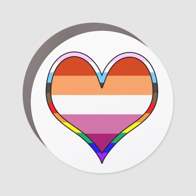 Lesbian Pride Heart Car Magnet (Front)