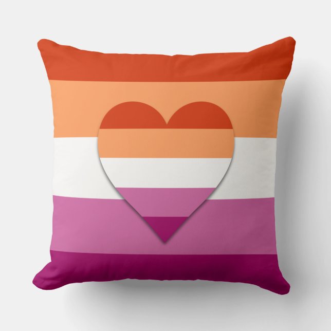 Lesbian pride heart design throw pillow (Front)