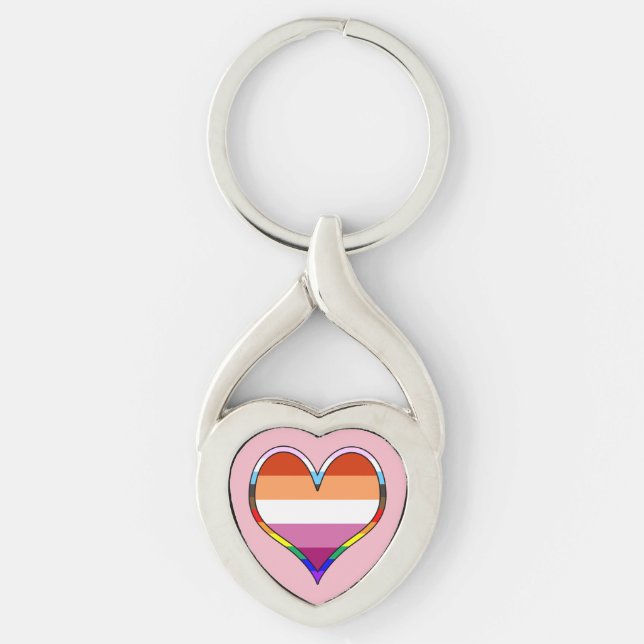 Lesbian Pride Heart Keychain (Front)