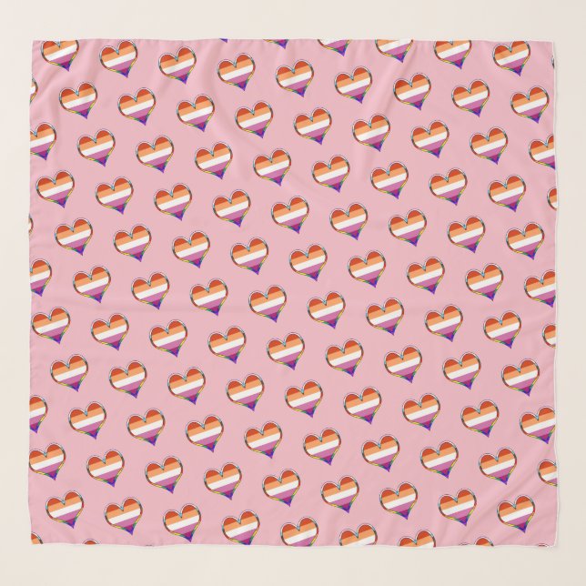 Lesbian Pride Heart Pattern Scarf (Front)