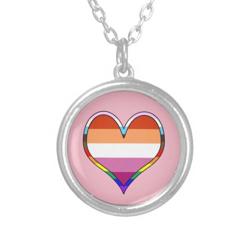 Lesbian Pride Heart Silver Plated Necklace