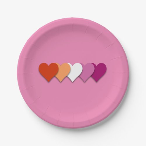 Lesbian pride hearts paper plates